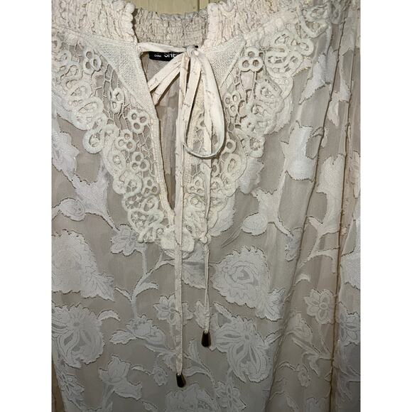 Sheilay Top Womens Large Sexy Sheer Blouse Chiffon Crochet Cottagecore Romantic - Picture 8 of 11